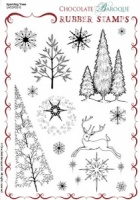 Sparkling Trees Rubber Stamp sheet - A5